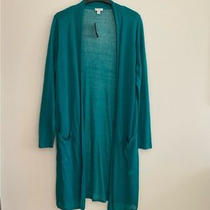 J.Jill cardigan green open front linen blend size XL long sleeve New